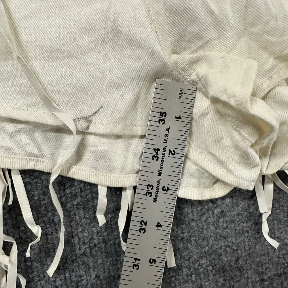 Le Lis Shorts Womens Size S Cream Denim Fringe Western Festival Boho Casual